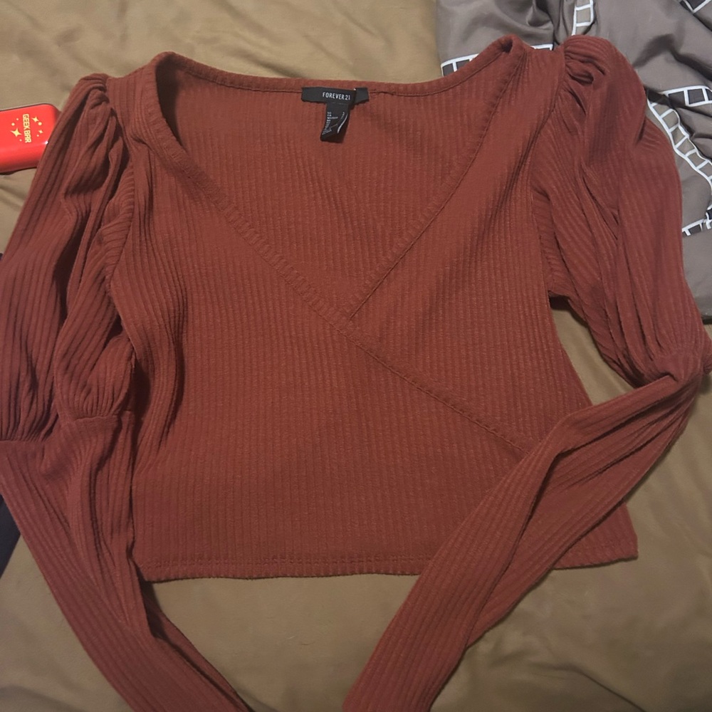 Forever 21 Rust Ribbed Crop Top